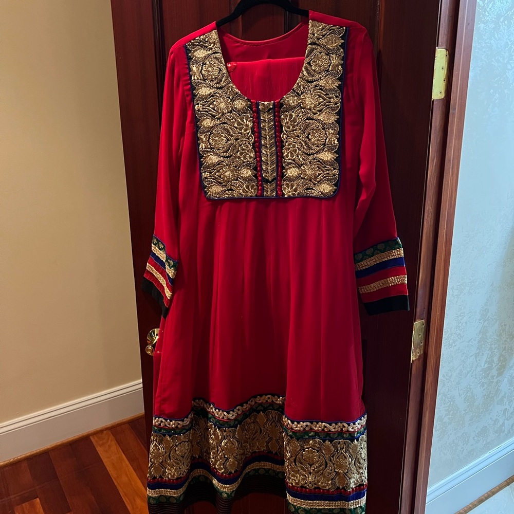Red and Gold Embroidered Salwar Kameez/Kurta